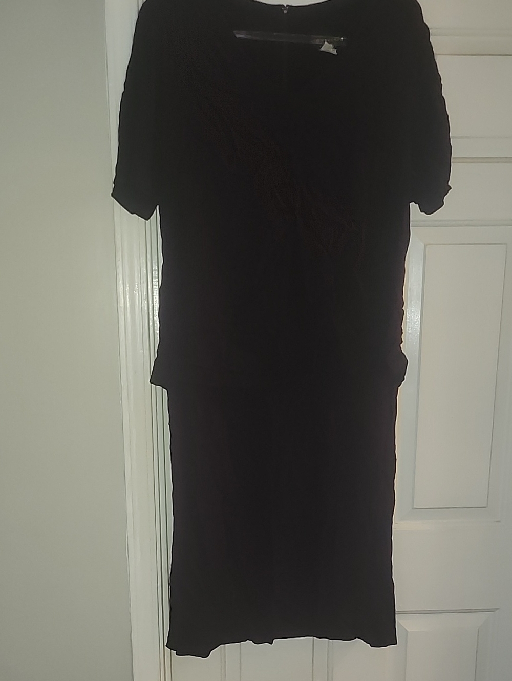 connected apparel Black Midi Dress with Short Sleeves